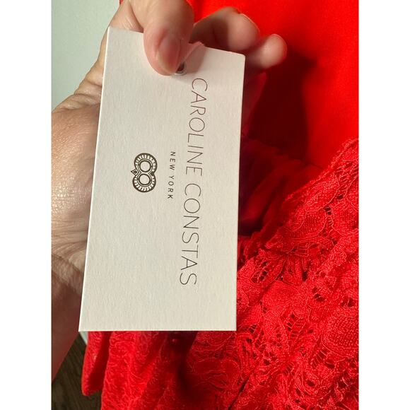 NWT Caroline Constas Red Marguerite Lace Overlay Open Back Mini Dress Size XS - Picture 13 of 15
